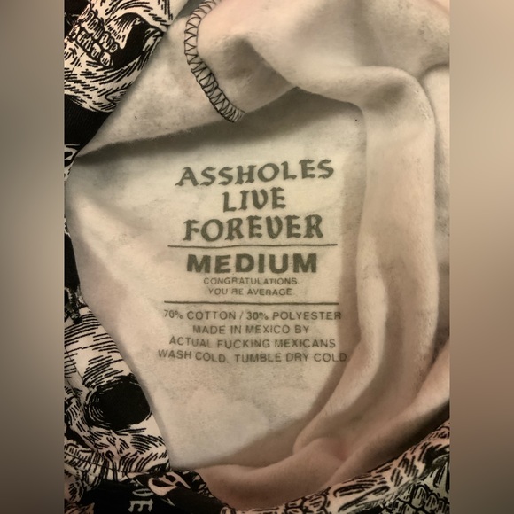 Assholes Live Forever - Sweatshirt - Hoodie - Black n White - M - Picture 4 of 4